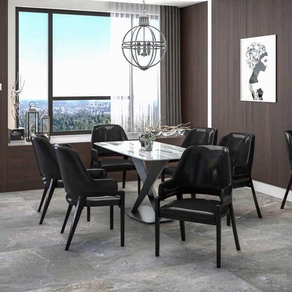Leisuremod Ethora Collection Modern Wooden Dining Chair in Black, 4PK - EC22BL4