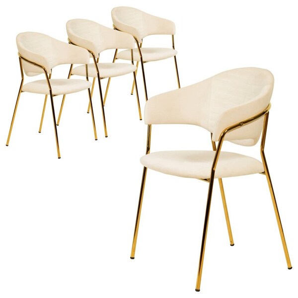 Leisuremod Bella Collection Modern Dining Chair in Off White, 4PK - BC21OW4