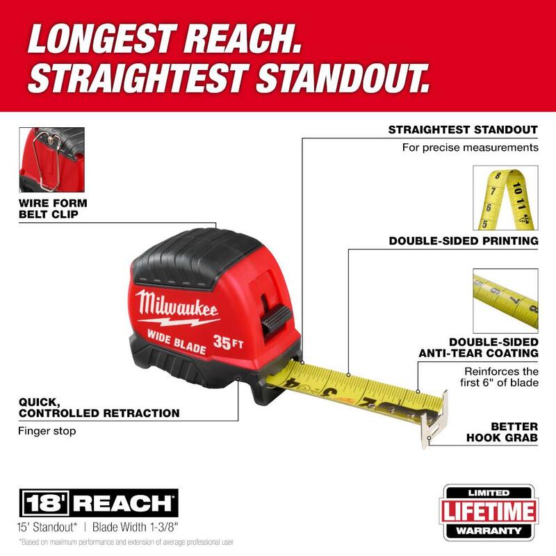 Milwaukee 35ft Wide Blade Tape Measure - 48-22-1235