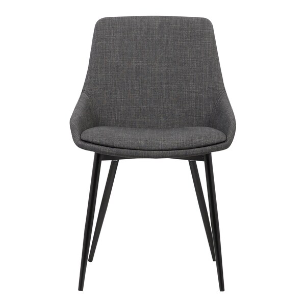 Armen Living Mia Contemporary Dining Chair in Charcoal Fabric with Black Powder Coated Metal Legs - LCMICHCH
