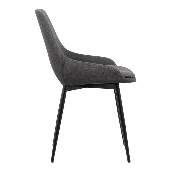 Armen Living Mia Contemporary Dining Chair in Charcoal Fabric with Black Powder Coated Metal Legs - LCMICHCH