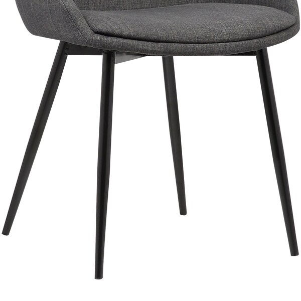 Armen Living Mia Contemporary Dining Chair in Charcoal Fabric with Black Powder Coated Metal Legs - LCMICHCH