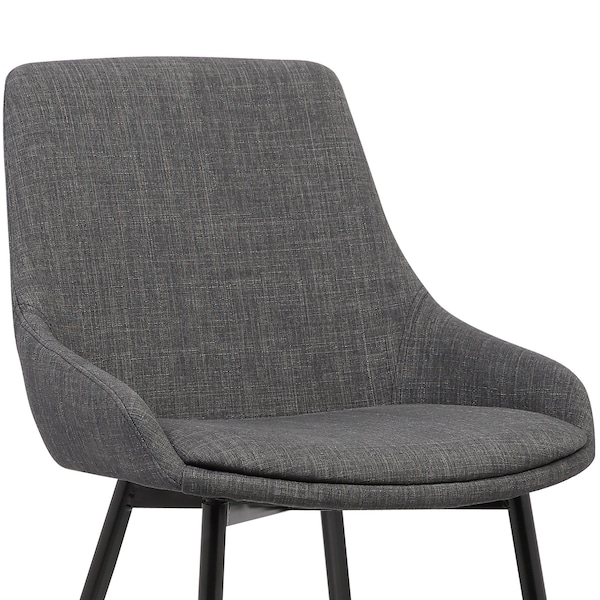 Armen Living Mia Contemporary Dining Chair in Charcoal Fabric with Black Powder Coated Metal Legs - LCMICHCH