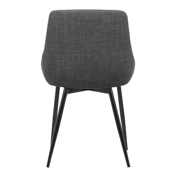 Armen Living Mia Contemporary Dining Chair in Charcoal Fabric with Black Powder Coated Metal Legs - LCMICHCH
