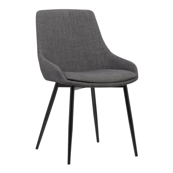 Armen Living Mia Contemporary Dining Chair in Charcoal Fabric with Black Powder Coated Metal Legs - LCMICHCH