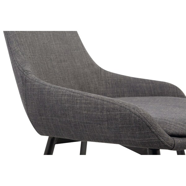 Armen Living Mia Contemporary Dining Chair in Charcoal Fabric with Black Powder Coated Metal Legs - LCMICHCH