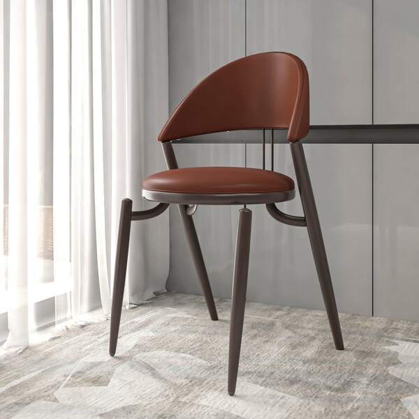 Leisuremod Venice Collection Modern Dining Chair In Black in Dark Brown, 4PK - VC49DBR4