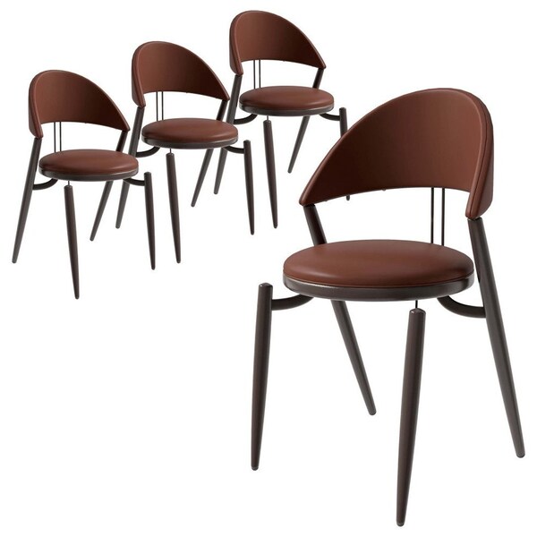 Leisuremod Venice Collection Modern Dining Chair In Black in Dark Brown, 4PK - VC49DBR4
