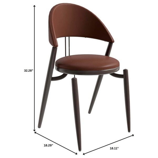 Leisuremod Venice Collection Modern Dining Chair In Black in Dark Brown, 4PK - VC49DBR4