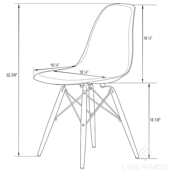 Leisuremod Dover Plastic Dining Side Chair with Wooden Legs, Transparent Black - EP19TBL