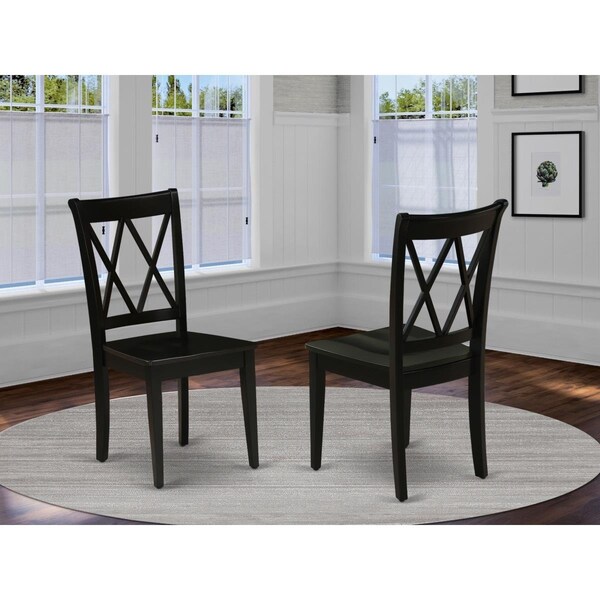 East West Furniture Clarksville Double X-back Chairs - Black - Set of 2 - CLC-BLK-W
