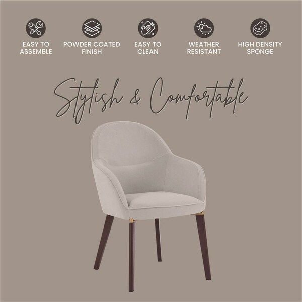 Leisuremod Elias Dining Chair Upholstered in Leather Velvet and Powder Coated Iron Legs - EDC21LGR