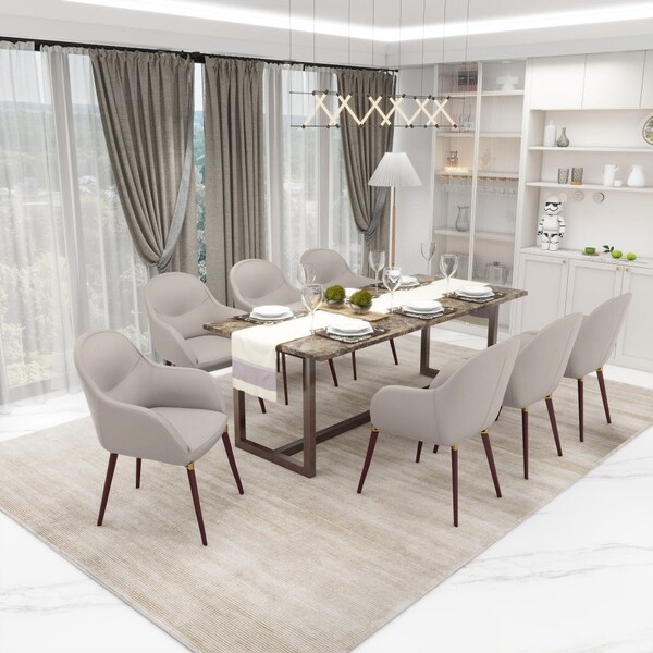 Leisuremod Elias Dining Chair Upholstered in Leather Velvet and Powder Coated Iron Legs - EDC21LGR