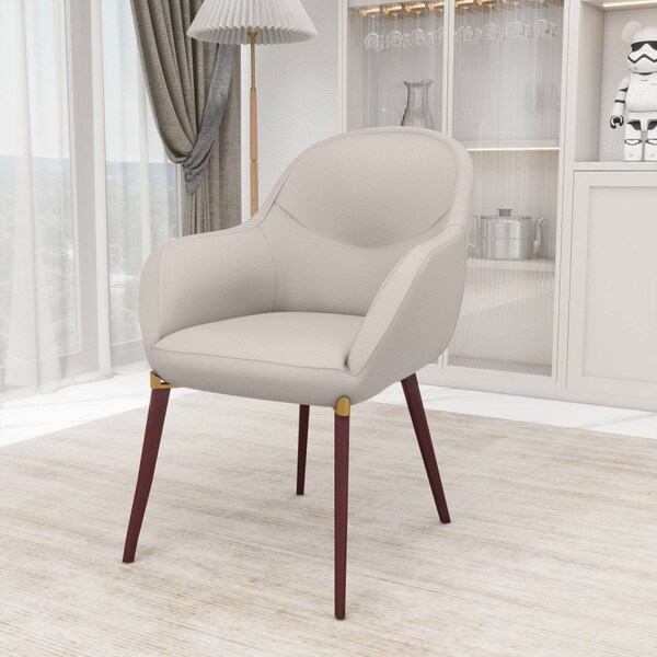 Leisuremod Elias Dining Chair Upholstered in Leather Velvet and Powder Coated Iron Legs - EDC21LGR