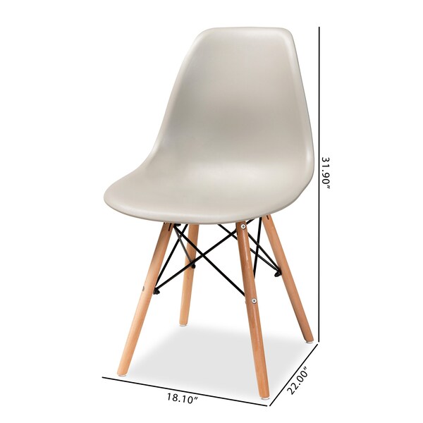 Baxton Studio Jaspen Modern Beige Plastic and Oak Brown Finished Wood Dining Chair Set (4PC) - 192-4PC-12020-ZORO