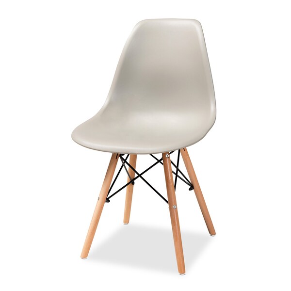 Baxton Studio Jaspen Modern Beige Plastic and Oak Brown Finished Wood Dining Chair Set (4PC) - 192-4PC-12020-ZORO
