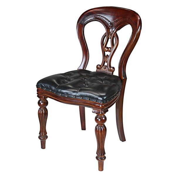 Design Toscano Simsbury Manor Leather Side Chair - AF1060