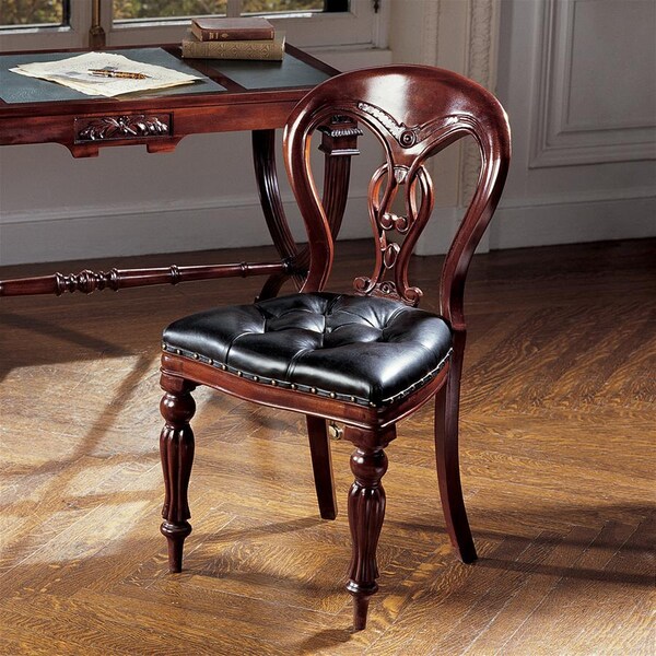 Design Toscano Simsbury Manor Leather Side Chair - AF1060