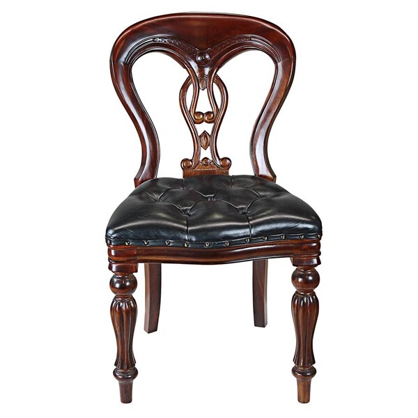 Design Toscano Simsbury Manor Leather Side Chair - AF1060