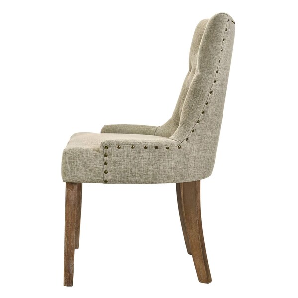 Acme Fabric Tufted Nail-Head Trim Side Chair in Beige - ER-0178BE