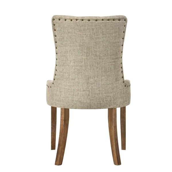 Acme Fabric Tufted Nail-Head Trim Side Chair in Beige - ER-0178BE