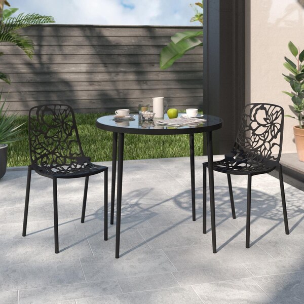 Kd Americana 32 x 24.5 x 21.5 in. Modern Devon Aluminum Chair, Black, 2PK - KD3042442