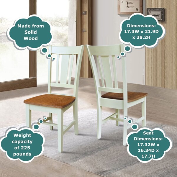 International Concepts Set of Two San Remo SplatBack Dining Chairs, Hickory/Shell, 2PK - CI79-10P