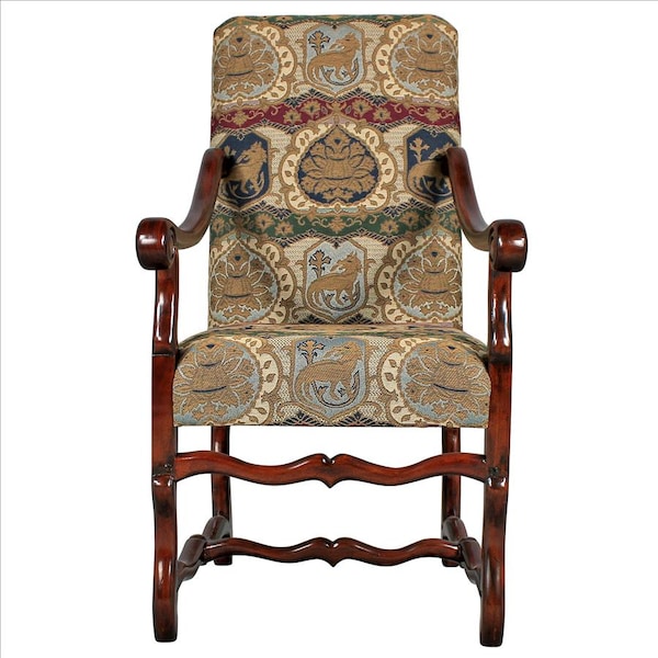 Design Toscano Chateau DuMonde Coat of Arms Dining Arm Chair - AF51195