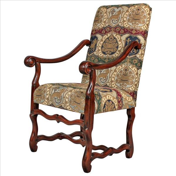 Design Toscano Chateau DuMonde Coat of Arms Dining Arm Chair - AF51195