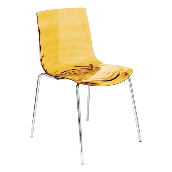 Kd Americana 31.50 in. Astor Water Ripple Design Dining Chair, Transparent Orange - KD3036425