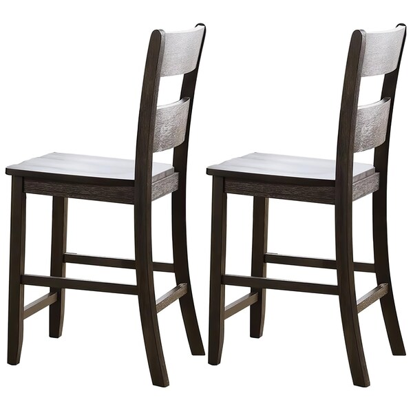 Acme Wood Counter Height Dining Chair in Distressed Walnut, 2PK - ER-0212WL