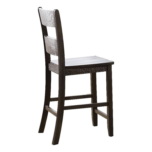 Acme Wood Counter Height Dining Chair in Distressed Walnut, 2PK - ER-0212WL