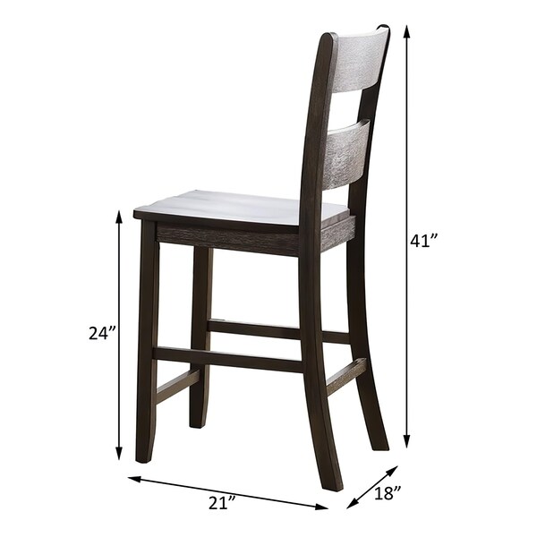 Acme Wood Counter Height Dining Chair in Distressed Walnut, 2PK - ER-0212WL