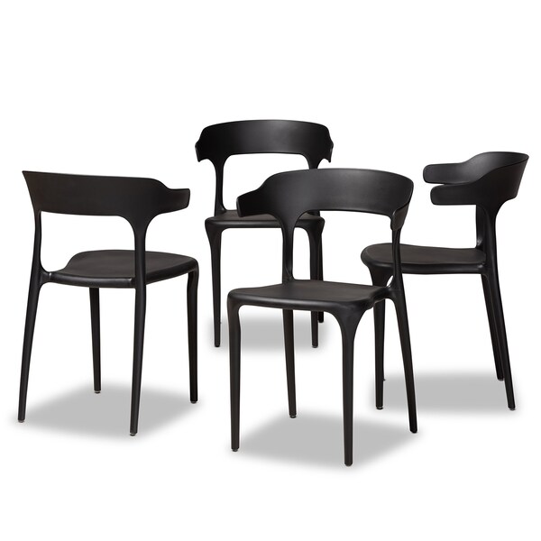 Baxton Studio Gould Modern Transtional Black Plastic Dining Chair Set (4PC) - 193-4PC-12024-ZORO