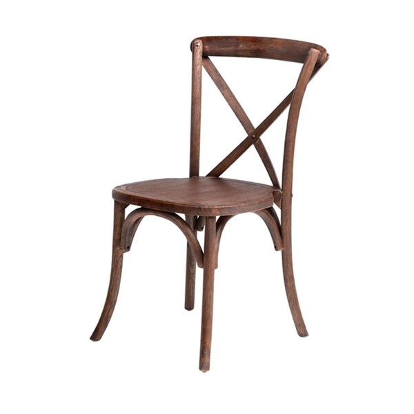 American Classic W-706-X02-MFRW Rustic Sonoma Solid Wood Cross Back Stackable Dining Chair - Marian Fruitwood - W-706-X02-MFRW-WEB1