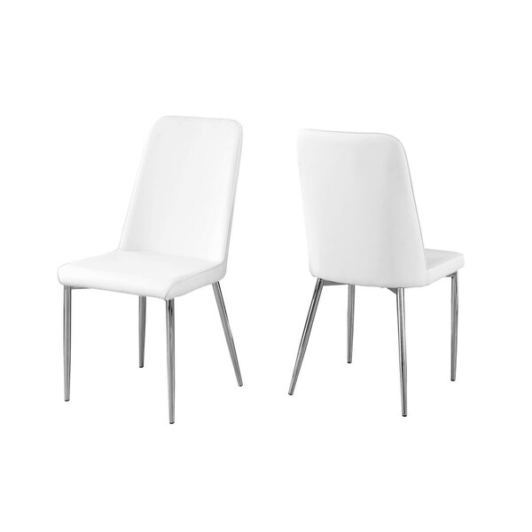 Daphnes Dinnette 37 in. White Leather-Look Chrome Dining Chair, Set of 2 - DA2618129