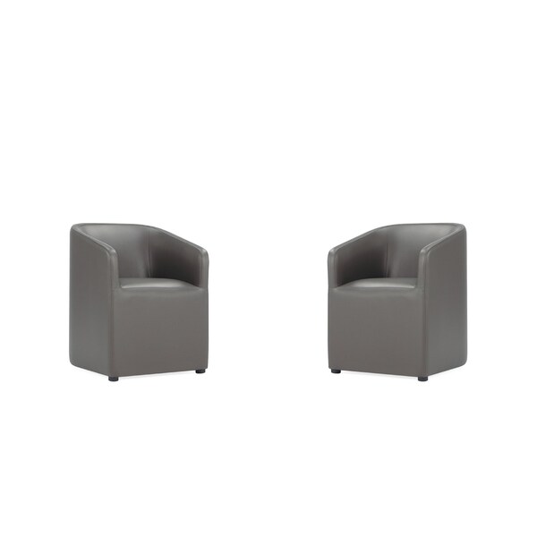 Manhattan Comfort Anna Round Faux Leather Dining Chair in Pewter - Set of 2 - 2-DC059AR-PE