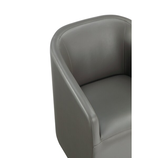 Manhattan Comfort Anna Round Faux Leather Dining Chair in Pewter - Set of 2 - 2-DC059AR-PE