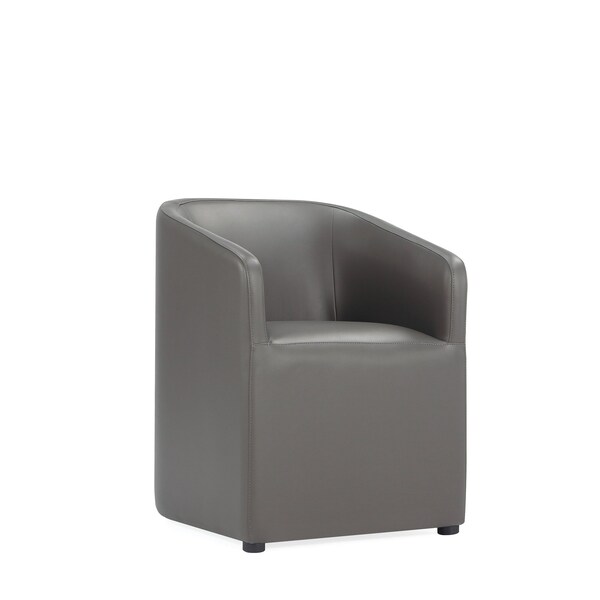 Manhattan Comfort Anna Round Faux Leather Dining Chair in Pewter - Set of 2 - 2-DC059AR-PE