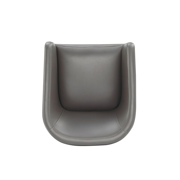 Manhattan Comfort Anna Round Faux Leather Dining Chair in Pewter - Set of 2 - 2-DC059AR-PE