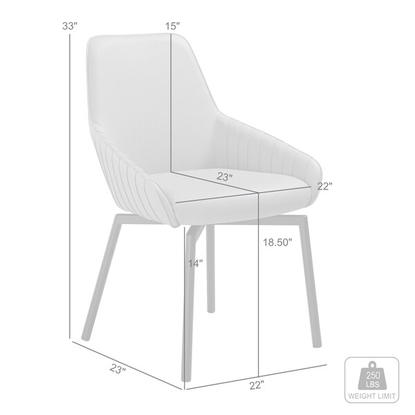 Armen Living Shilo Swivel Upholstered Dining Chair in Champagne Faux Leather with Black Metal Legs - Set of 2 - LCSHSICPBLK