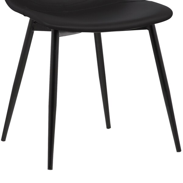 Armen Living Monte Contemporary Dining Chair in Black Faux Leather with Black Metal Legs - LCMOCHBLACK