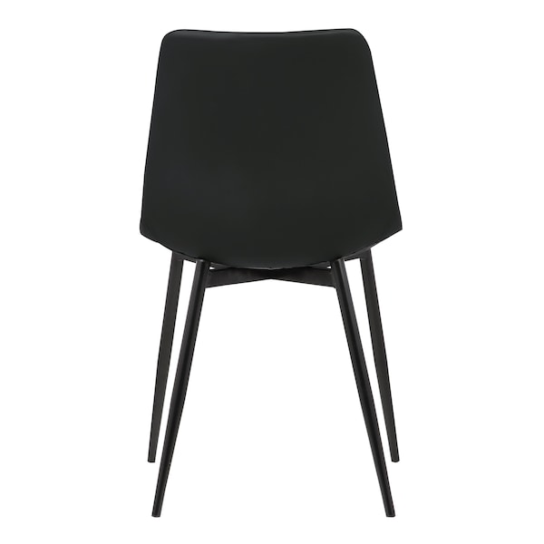 Armen Living Monte Contemporary Dining Chair in Black Faux Leather with Black Metal Legs - LCMOCHBLACK