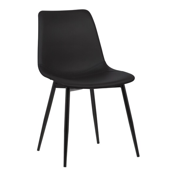 Armen Living Monte Contemporary Dining Chair in Black Faux Leather with Black Metal Legs - LCMOCHBLACK