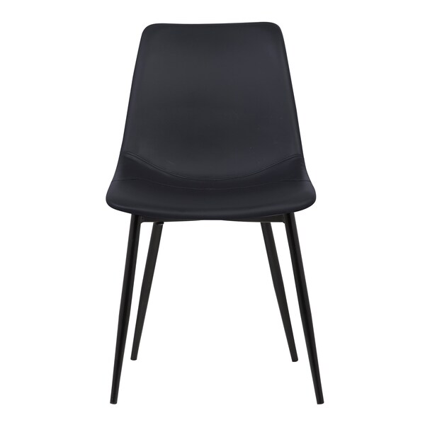 Armen Living Monte Contemporary Dining Chair in Black Faux Leather with Black Metal Legs - LCMOCHBLACK