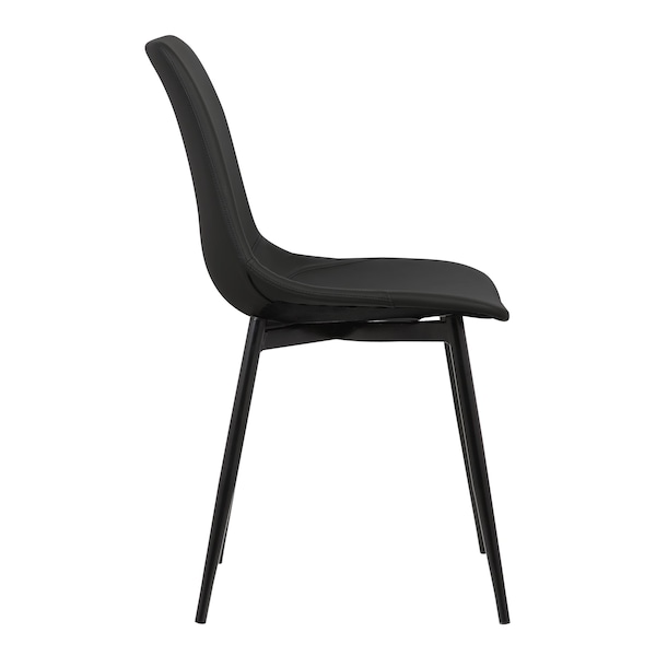 Armen Living Monte Contemporary Dining Chair in Black Faux Leather with Black Metal Legs - LCMOCHBLACK