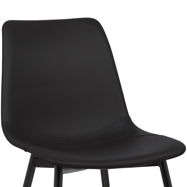 Armen Living Monte Contemporary Dining Chair in Black Faux Leather with Black Metal Legs - LCMOCHBLACK
