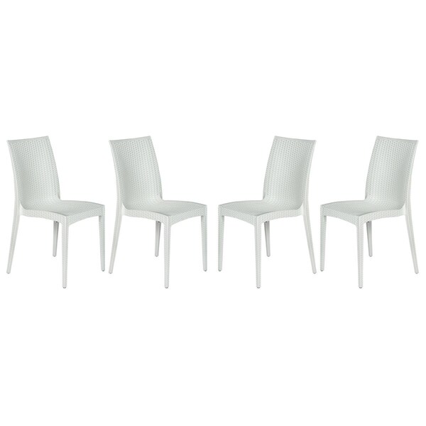 Kd Americana 35 x 16 in. Weave Mace Indoor & Outdoor Armless Dining Chair, White, 4PK - KD3036429