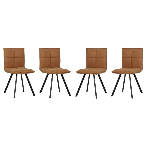 Kd Americana Wesley Modern Leather Dining Chair with Metal Legs, Light Brown, 4PK - KD3583711