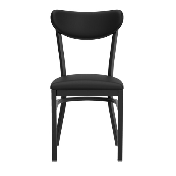 Flash Furniture Wright Dining Chair w/500LB Cap Black Steel Frame, Black Vinyl Boomerang Back, Black Vinyl Seat - XU-DG6V5BKV-BK-GG